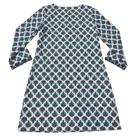 Cabana Life Napa Embroidered Tunic Dress Sz MD Blue 3/4 Sleeve Keyhole Neck UPF - Picture 3 of 12